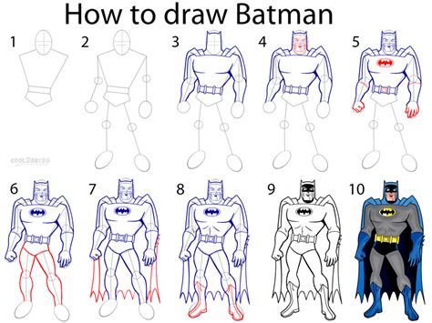 Batman's face is his most distinctive feature, so let's focus on it now: Eyes and Cowl: Batman's eyes are a significant aspect of his character. Begin by drawing two almond-shaped eyes within the head oval. Above the eyes, draw a curved line to represent the upper edge of his cowl.